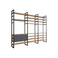 Guarda-Roupa Closet Modulado Industrial Philly 2 Gavetas Cedro e Grafite 294 cm