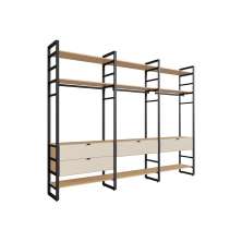 Guarda-Roupa Closet Modulado Industrial Philly 4 Gavetas Cedro e Off White 294 cm