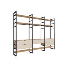 Guarda-Roupa Closet Modulado Industrial Philly 5 Gavetas Cedro e Off White