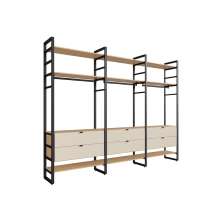 Guarda-Roupa Closet Modulado Industrial Philly 6 Gavetas Cedro e Off White