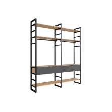 Guarda-Roupa Closet Modulado Industrial Philly I 2 Gavetas Cedro e Grafite 197 cm