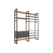 Guarda-Roupa Closet Modulado Industrial Philly II 2 Gavetas Cedro e Grafite 197 cm