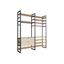 Guarda-Roupa Closet Modulado Industrial Philly II 2 Gavetas Cedro e Off White 197 cm