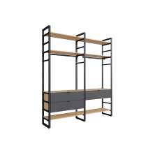 Guarda-Roupa Closet Modulado Industrial Philly II 3 Gavetas Cedro e Grafite 197 cm