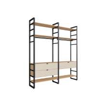 Guarda-Roupa Closet Modulado Industrial Philly II 3 Gavetas Cedro e Off White 197 cm