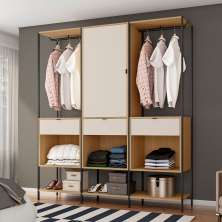 Guarda-Roupa Closet Modulado Maverick 1 Porta Central 3 Gavetas Carvalho e Off White 168 cm