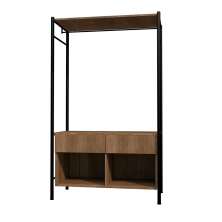 Guarda-Roupa Closet Modulado Paris Solteiro 2 Gavetas Marrom Claro e Preto