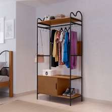 Guarda-Roupa Closet Oasis 1 Porta Preto e Nature