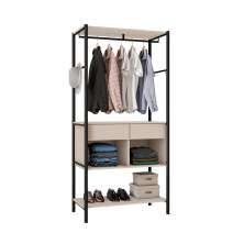 Guarda-Roupa Closet Paris 2 Gavetas Off White e Preto
