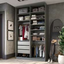 Guarda-Roupa Closet Sion 100% MDF 3 Gavetas Cinza 140 cm