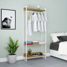 Guarda-Roupa Closet Studio Carvalho Dark e Branco 187x80 cm