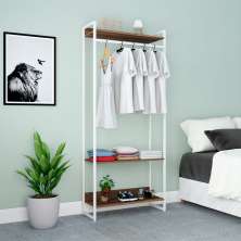 Guarda-Roupa Closet Studio Nogal e Branco 187x80 cm