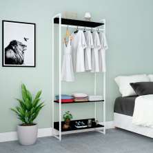 Guarda-Roupa Closet Studio Preto e Branco 187x80 cm