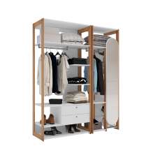 Guarda-Roupa Closet com Espelho Cali 1 Porta 2 Gavetas Branco e Aveiro 156 cm