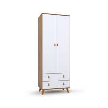 Guarda-Roupa Infantil Encanto 2 Portas 2 Gavetas Nogal e Branco
