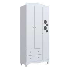 Guarda-Roupa Infantil Encanto 3 Portas 2 Gavetas Branco