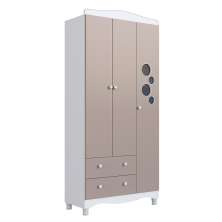 Guarda-Roupa Infantil Encanto 3 Portas 2 Gavetas Branco e Cinnamom