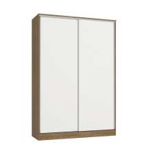 Guarda-Roupa Solteiro Adrina 2 Portas 2 Gavetas Nogueira e Branco