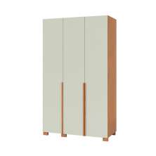 Guarda-Roupa Solteiro Afrodite 100% MDF 3 Portas 2 Gavetas Off White e Freijó