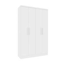 Guarda-Roupa Solteiro Amsterdam I 4 Portas 2 Gavetas Neve
