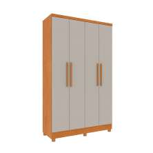 Guarda-Roupa Solteiro Amsterdam II 4 Portas 2 Gavetas Cinamomo e Off White