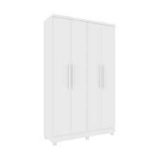 Guarda-Roupa Solteiro Amsterdam II 4 Portas 2 Gavetas Neve