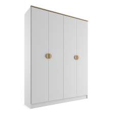 Guarda-Roupa Solteiro Asti 100% MDF 4 Portas 2 Gavetas Branco
