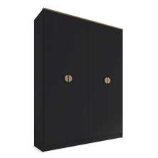 Guarda-Roupa Solteiro Asti 100% MDF 4 Portas 2 Gavetas Preto