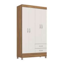 Guarda-Roupa Solteiro Astro 4 Portas 2 Gavetas Amêndola e Off White