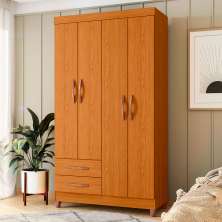 Guarda-Roupa Solteiro Âmbar 4 Portas 2 Gavetas Cinamomo