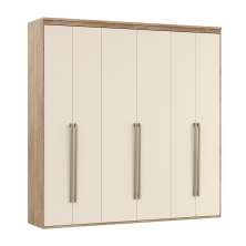 Guarda-Roupa Solteiro Casal 6 Portas 6 Gavetas Carvalho e Off White 267 cm