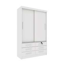 Guarda-Roupa Solteiro Chicago I 2 Portas 6 Gavetas Neve