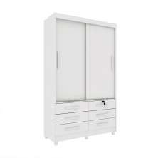 Guarda-Roupa Solteiro Chicago II 2 Portas 6 Gavetas Neve