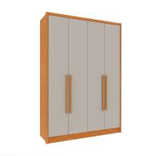 Guarda-Roupa Solteiro Dinamarca 4 Portas 2 Gavetas Cinamomo e Off White