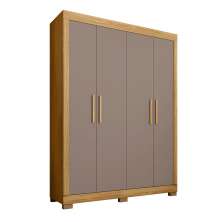 Guarda-Roupa Solteiro Eden 4 Portas 2 Gavetas Lamina Mel e Cacao