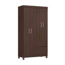 Guarda-Roupa Solteiro Lótus 4 Portas 2 Gavetas Café