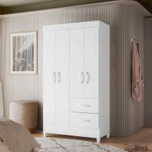 Guarda-Roupa Solteiro Mobi Flex 4 Portas 2 Gavetas Branco