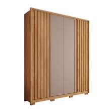 Guarda-Roupa Solteiro New Apollo Ripado 4 Portas 3 Gavetas Buriti e Fendi