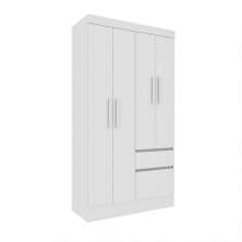 Guarda-Roupa Solteiro Oregon I 4 Portas 2 Gavetas Neve