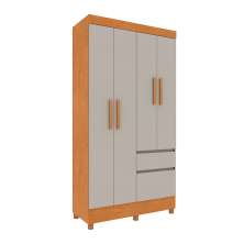 Guarda-Roupa Solteiro Oregon II 4 Portas 2 Gavetas Cinamomo e Off White