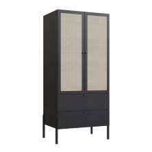 Guarda-Roupa Solteiro Oslo 2 Portas 2 Gavetas Preto