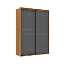 Guarda-Roupa Solteiro Qualitá 100% MDF 2 Portas 3 Gavetas Freijó e Titânio