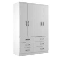 Guarda-Roupa Solteiro Treviso 4 Portas 6 Gavetas Branco