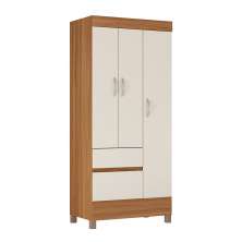 Guarda-Roupa Solteiro Wind 3 Portas 2 Gavetas Amêndola e Off White