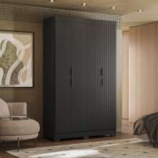 Guarda-Roupa Solteiro York 4 Portas 2 Gavetas Preto