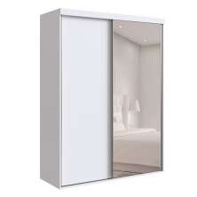 Guarda-Roupa Solteiro com Espelho Alya 2 Portas 2 Gavetas Branco