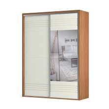 Guarda-Roupa Solteiro com Espelho Girona 100% MDF 2 Portas 2 Gavetas Freijó e Off White