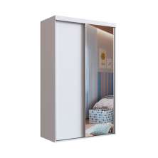 Guarda-Roupa Solteiro com Espelho Khaterine 2 Portas 2 Gavetas Branco