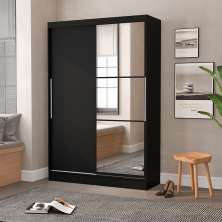 Guarda-Roupa Solteiro com Espelho Lynx 2 Portas Preto