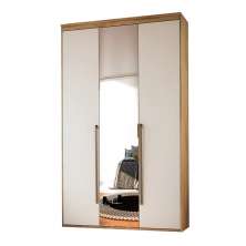 Guarda-Roupa Solteiro com Espelho Originale 3 Portas 3 Gavetas Carvalho e Off White 134 cm